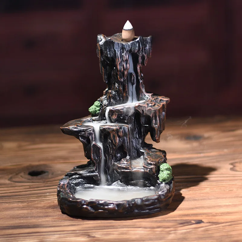 

1pc new Resin Mountain Shape Smoke Waterfall Backflow Incense Burner Censer Holder Decor high quality suitable for teahouse