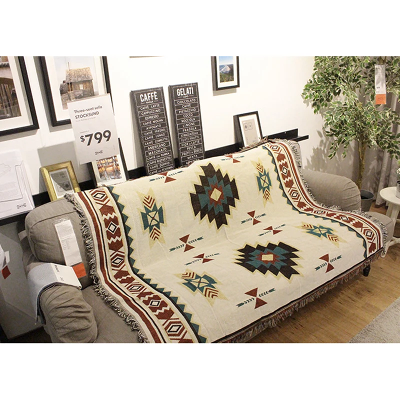 

Multi-Function Aztec Navajo Towel Mat Cotton Sofa Bed Chair Blanket Home Textile Throw Rug Decor 125*150cm