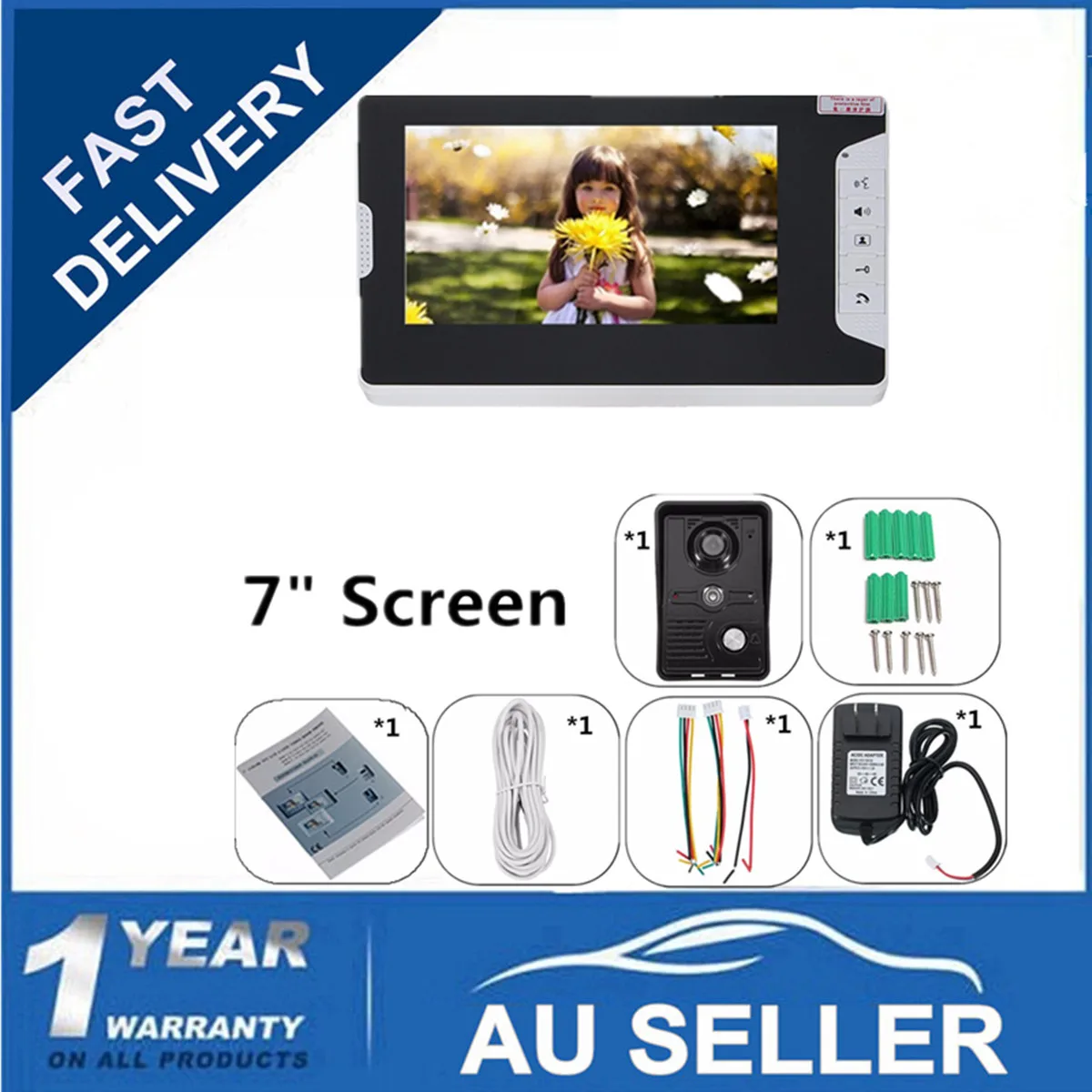 

New Night Vision Intercom Door bell 7 inches Outdoor Door Bell Video System Home Wired visual Video Intercom Speakerphone System