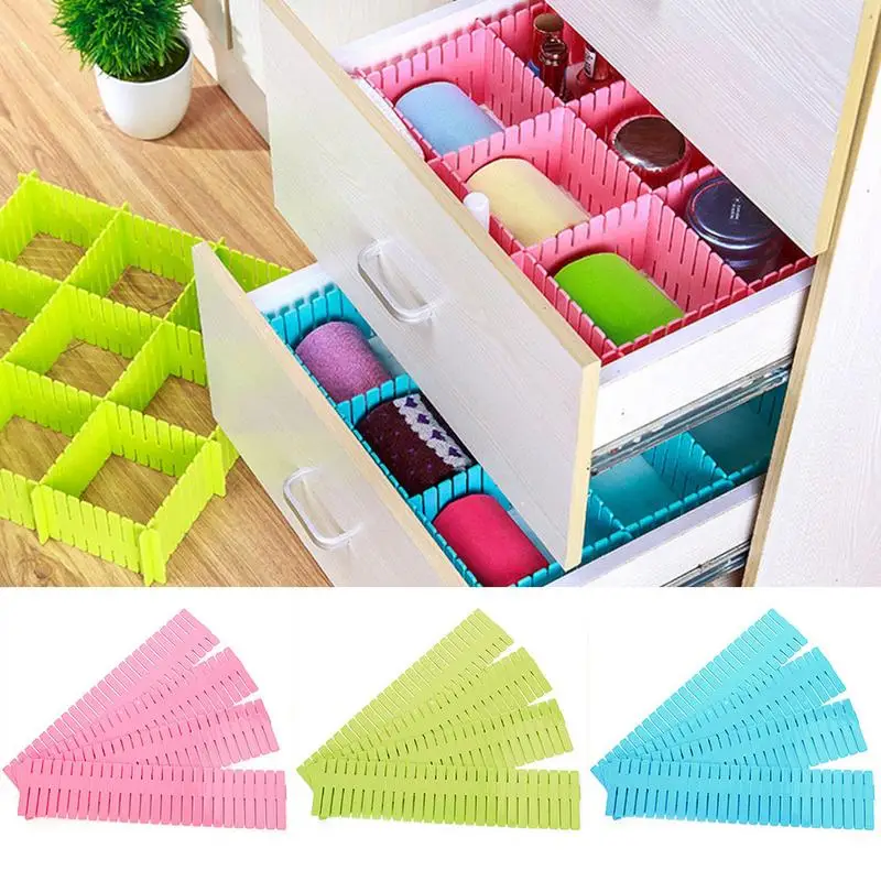 

4pcs/set Adjustable Drawer Clapboard Partition Divider Cabinet DIY Grid Storage Organizer 0