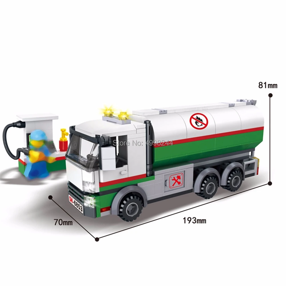 

6853 250pcs City Engineering Oil Tanker Tank Truck Building Block Bricks Toy