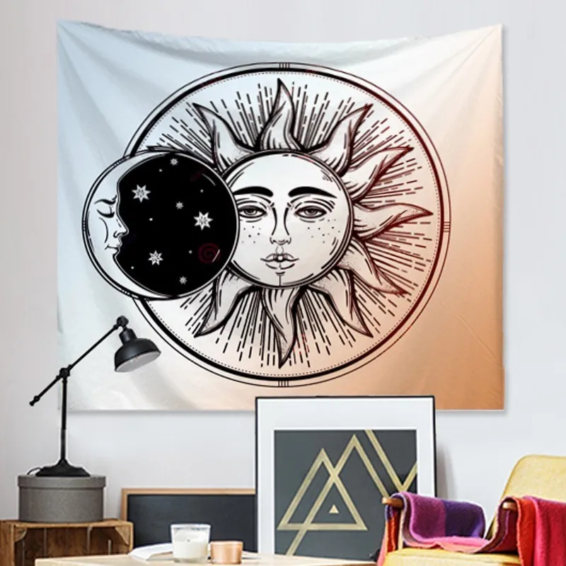 

Hippie Tapestry Macrame Wall Hanging Boho Decor Sun Moon Witchcraft Wall Tapestry Mandala Psychedelic Wall Cloth Tapestry Carpet