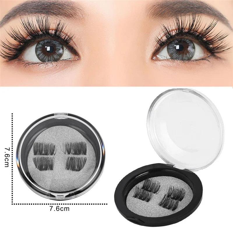 

4Pcs/2pairs 3D Reusable Magnetic 3 Pairs Natural False Eyelashes Long Makeup Fake Lashes Extension Eyelash Mink for Beauty