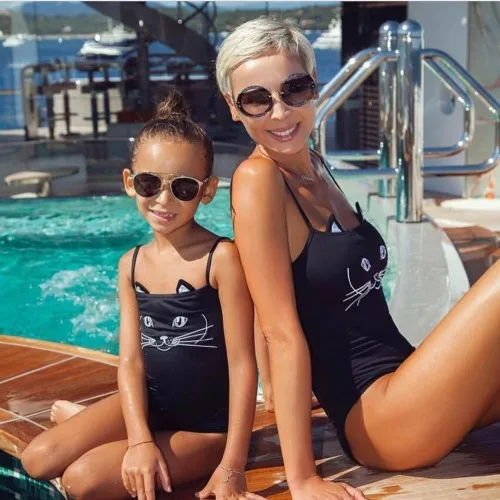

Pudcoco 2-9Years Family Matching Outfits Mother Daughter Cat Bikini Women Kids Baby Girls One Piece Swimsuit