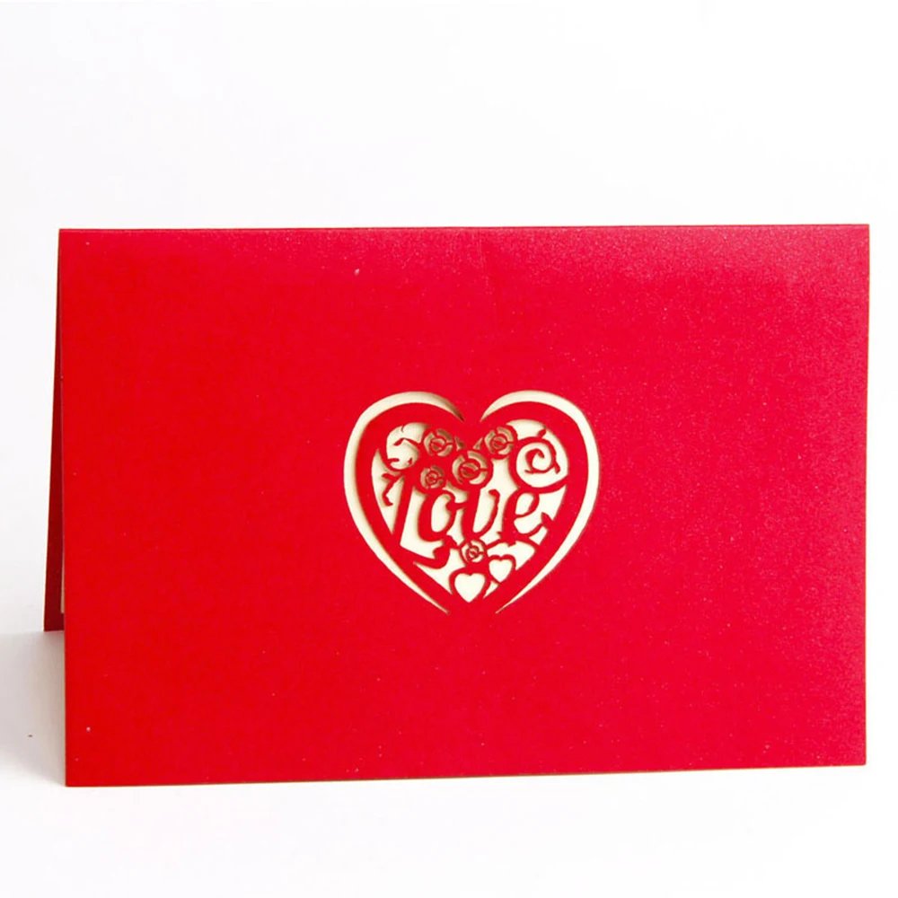  3D Mother's Day Invitation Love Heart & Flower Postcards I Love MOM Gifts Creative Greeting Cards w - 33001471344