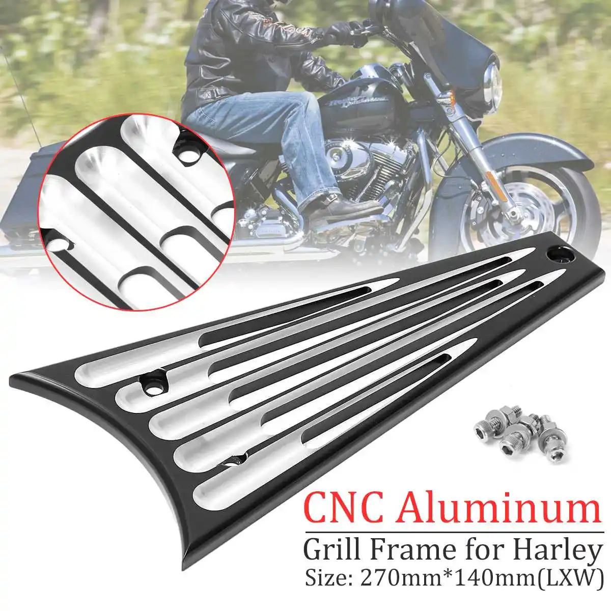

Motorcycle Front Billet Frame Grill Aluminum Black Billet for Harley Street Glide FLHT 2009-2013