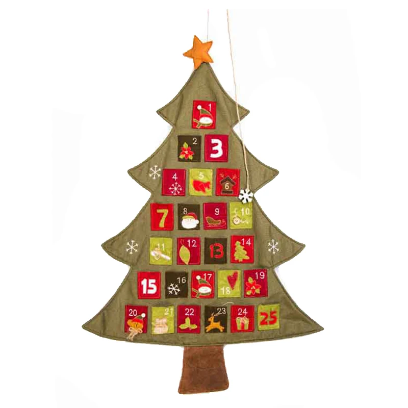 

Christmas tree Advent Calendar Countdown Decor Bags linen