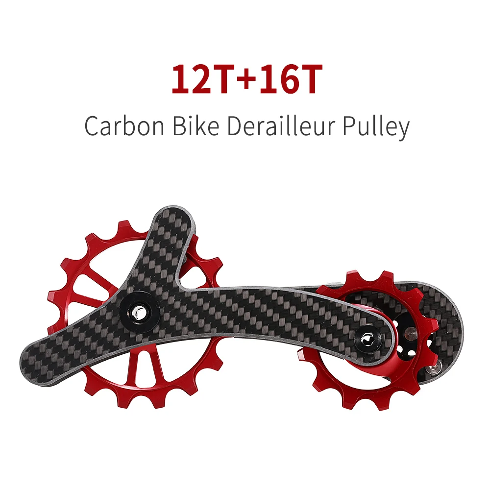 Легкий велосипедный переключатель из углеродного волокна, шкив, велосипедный задний Jockey Wheel, Набор 16T+ 12 T, керамический подшипник, направляющий ролик