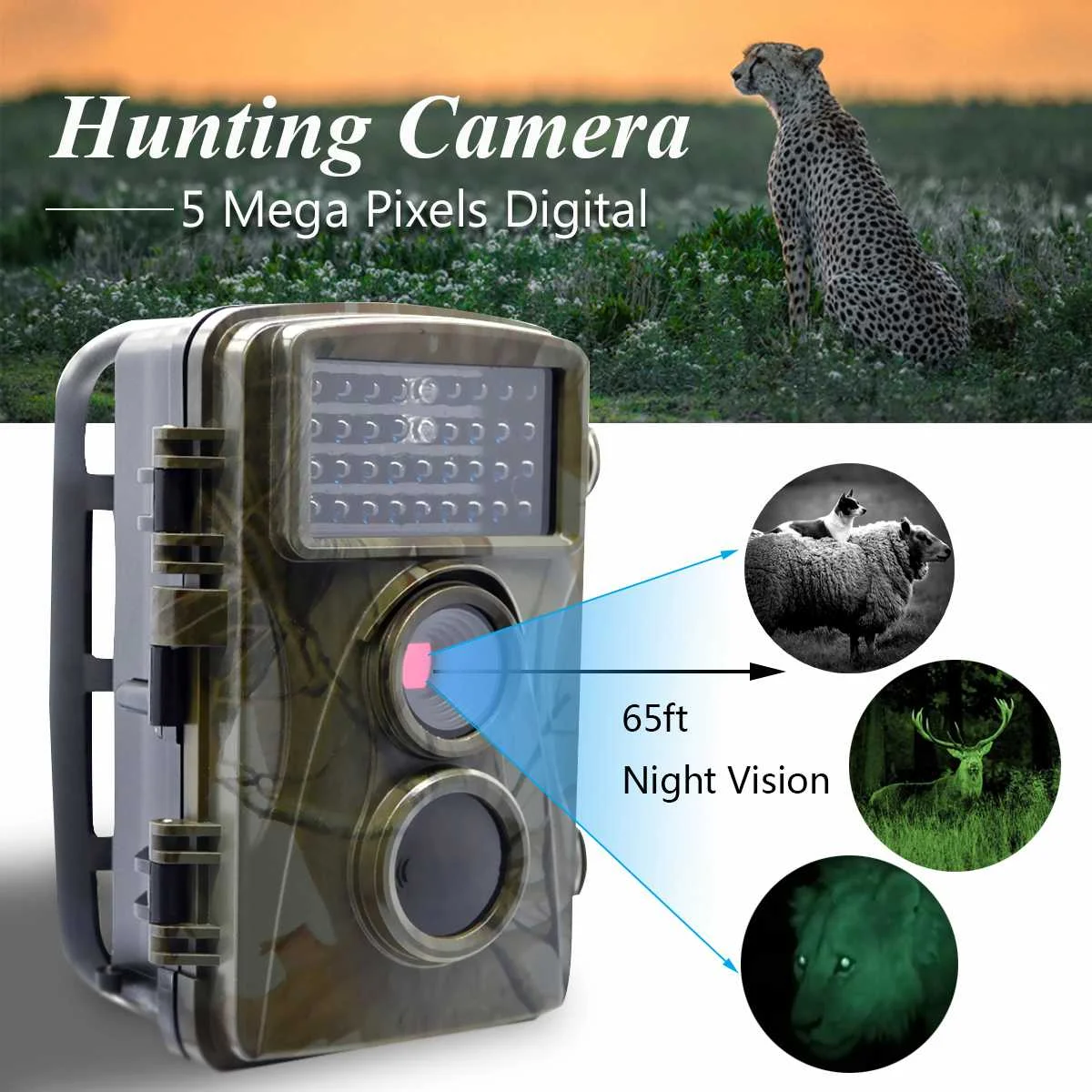

H3 Digital Trail Hunting Camera 5 Mega Pixels Digital Trap Wildlife LED Waterproof Video Recorder Day Night Vision Outdoor Cam