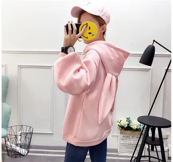 

Ladies Autumn Long Sleeve Rabbit Ear Hoodies Hooded Sweatshirt Jumper Pullover Tops Women Casual