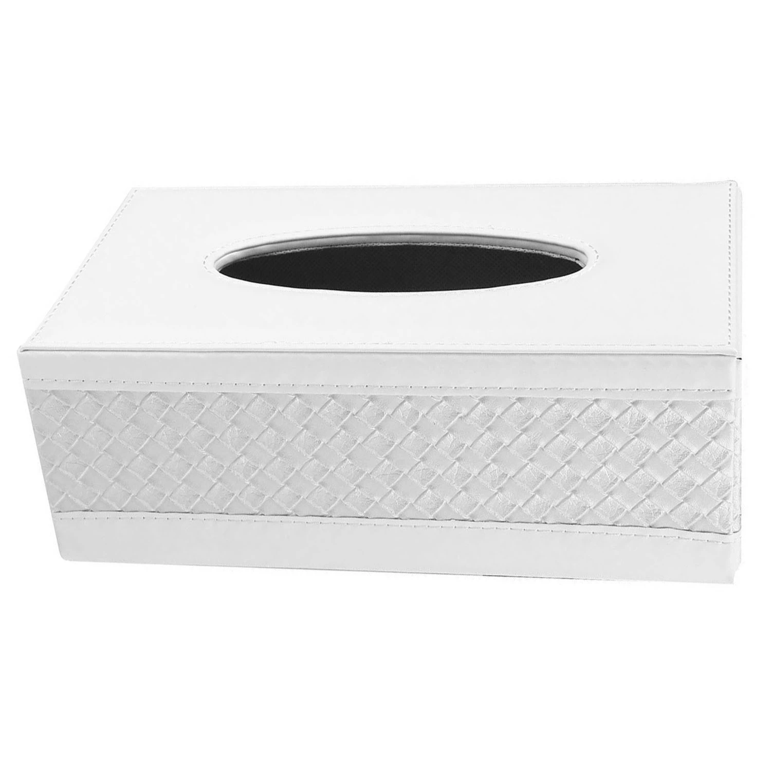 

Rectangular Pu Facial Tissue Paper Holder Box Durable Weave Pattern Tissue Box Covers Case For Home Office Car Automotive Deco