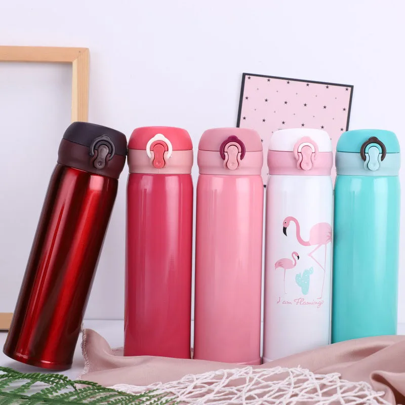 

Thermal Cup Travel Mug Tea Coffee Drink Bottle Stainless Steel Bounce Cover Thermos Vacuum Cups Double Wall Portable 500ML