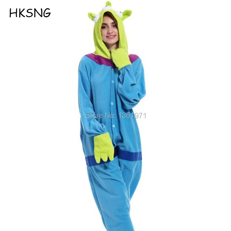 HKSNG Adult Winter Warm Cartoon Animal Alien Sangan 3 eyes Monster Onesie Kigurumi Pajamas Cosplay Party Costume