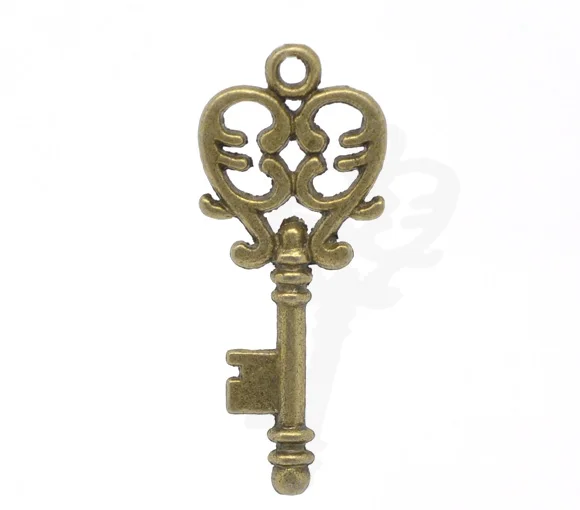 

Lovely 50 Bronze Tone Heart Key Charms Pendants 33x14mm (B14407)