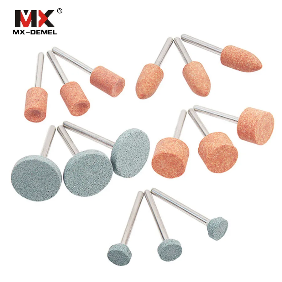 10pcs Mixed Shape Abrasive Stone Point Grinding Head Wheel Polishing Burr Bits
