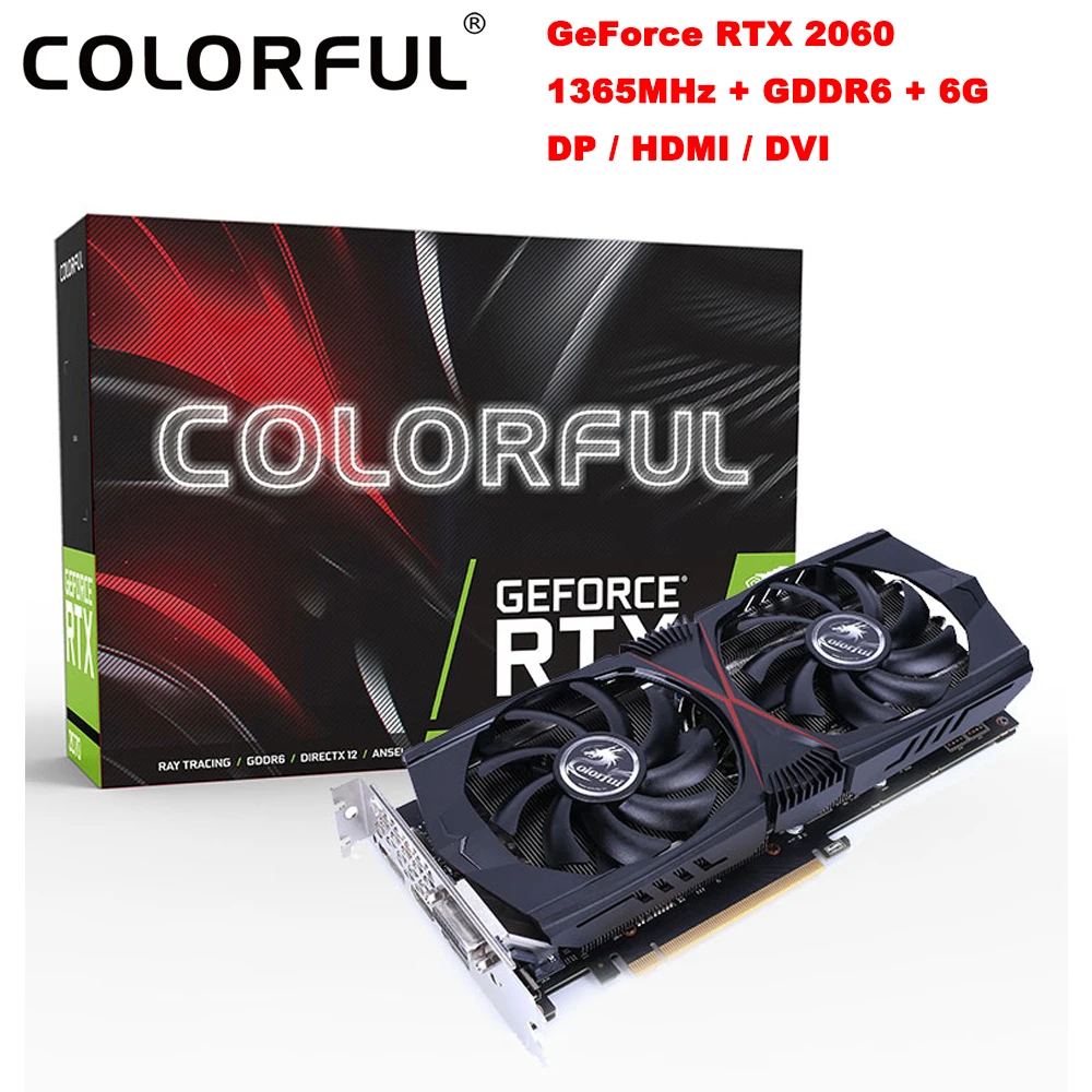 Цветная видеокарта GeForce RTX 2060 6G HA1V NVIDIA 1365 МГц + GDDR6 cuda-ядрами 1920 DP/HDMI/DVI | Компьютеры и