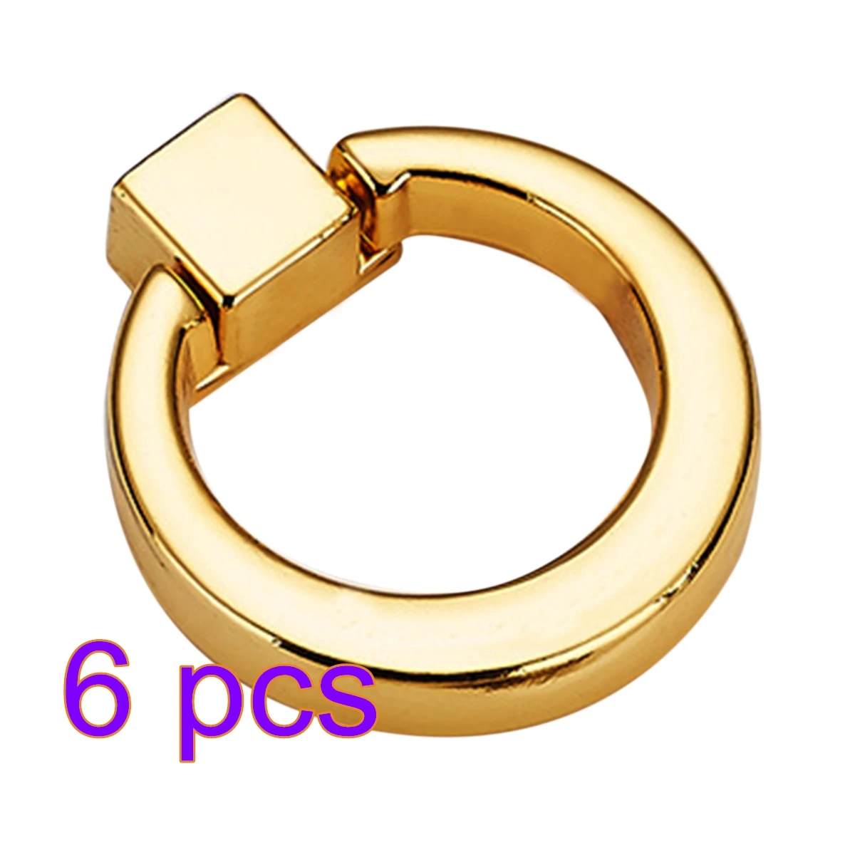 

6pcs European Style Door Knob Single Hole Ring Furniture Handle Drawer Cupboard Kitchen Pull Handle - Golden
