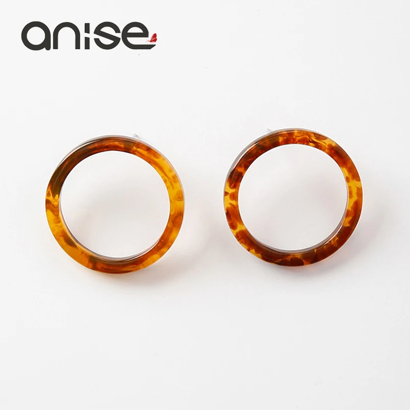 

Anise Retro Style Acrylic Earrings Geometric Round Big Stud Earrings For Woman Fashion Boucle D'oreille Jewelry