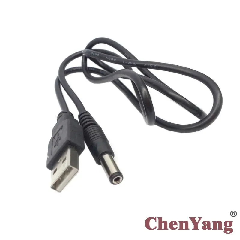 

10pcs/lot 5.5 x 2.1mm DC power Plug Barrel Contor to DC 5V USB 2.0 A Type Male adpter Black cable 80cm