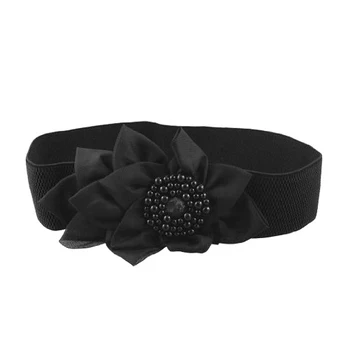 

MYTL 2.4" Width Black Textured Band Elastic Cinch Waist Belt For Ladies