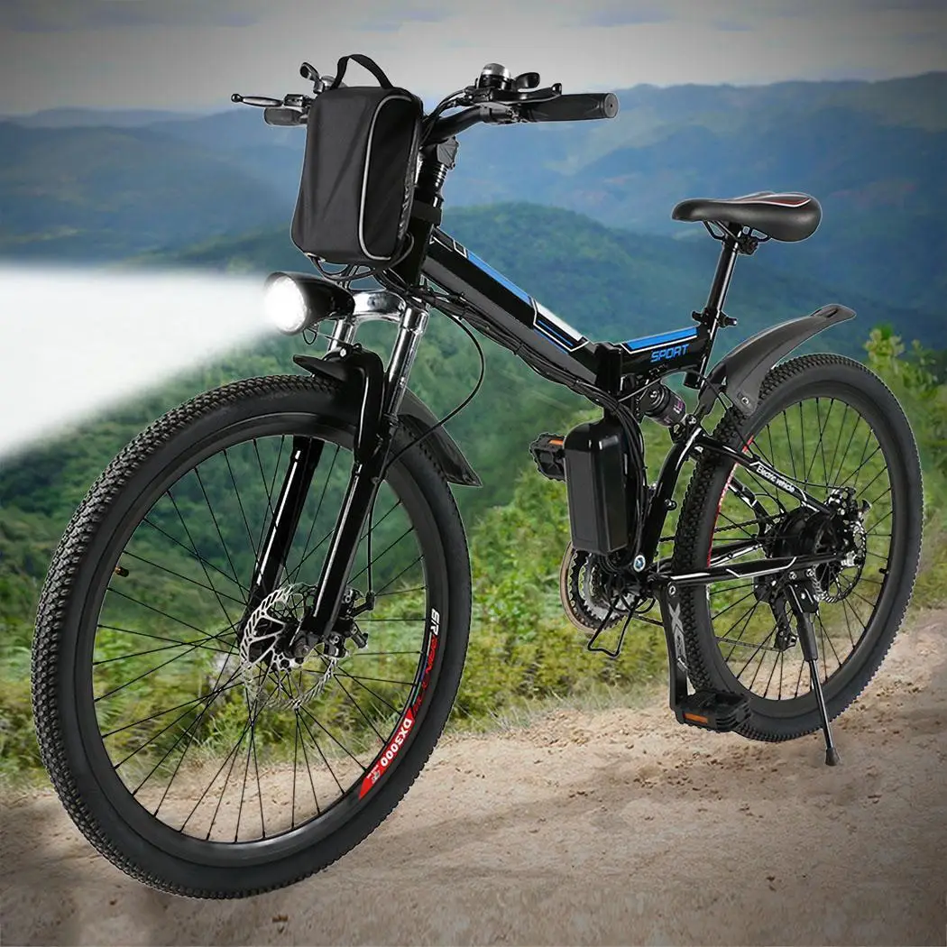 

ANCHEER Electric Power Foldable Mountain Bicycle with Lithium-Ion Battery Bike Outdoor Camping Padded Standard