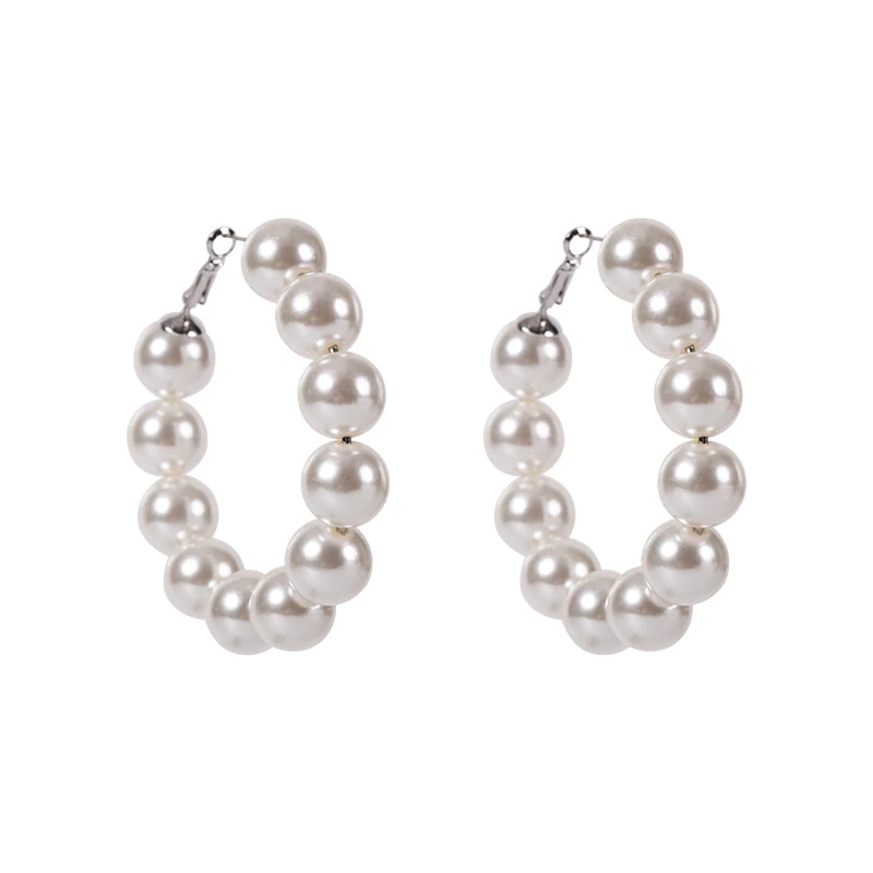 

Japan and South Korea net red oversize big ear ring 925 silver needle hypoallergenic pearl earrings female