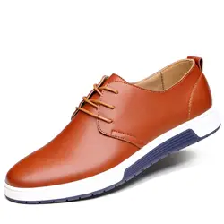 Новинка 2019 года, брендовая мужская обувь, повседневная кожаная модная обувь, цвет черный, синий, коричневый, мужская обувь на плоской