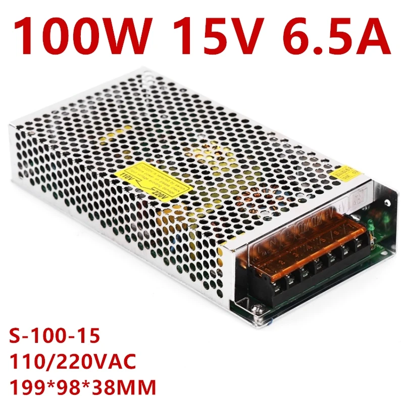 

30PCS Best quality 100W 6.7A 15V Switching Power Supply 15v Driver for CCTV camera LED Strip AC-DC 15V 100-240VAC