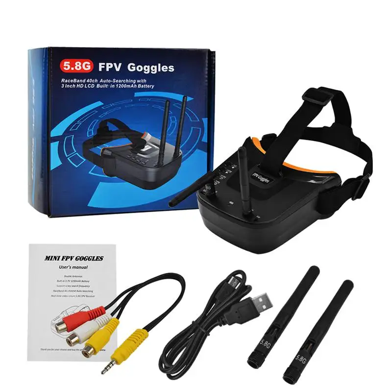  Mini FPV gafas 3 pulgadas 480x320 pantalla doble antena recepción 58G 40CH con batería para RC FPV 