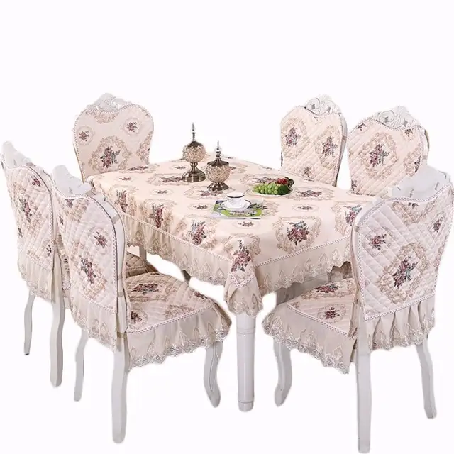 Online Shop Luxury Europe Table Cloth Satin Lace Chair Cover