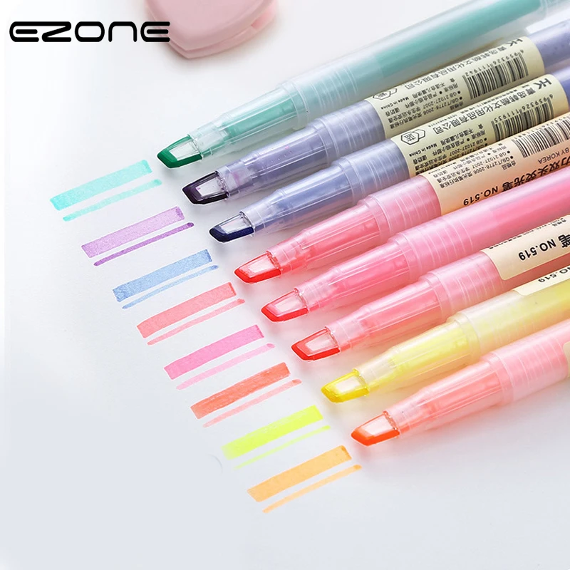 

EZONE 1PC Dual-Side Highlighter Pens For Writing Marker Children Painting Graffiti Colored Marking Fluorescence Pen Stationery