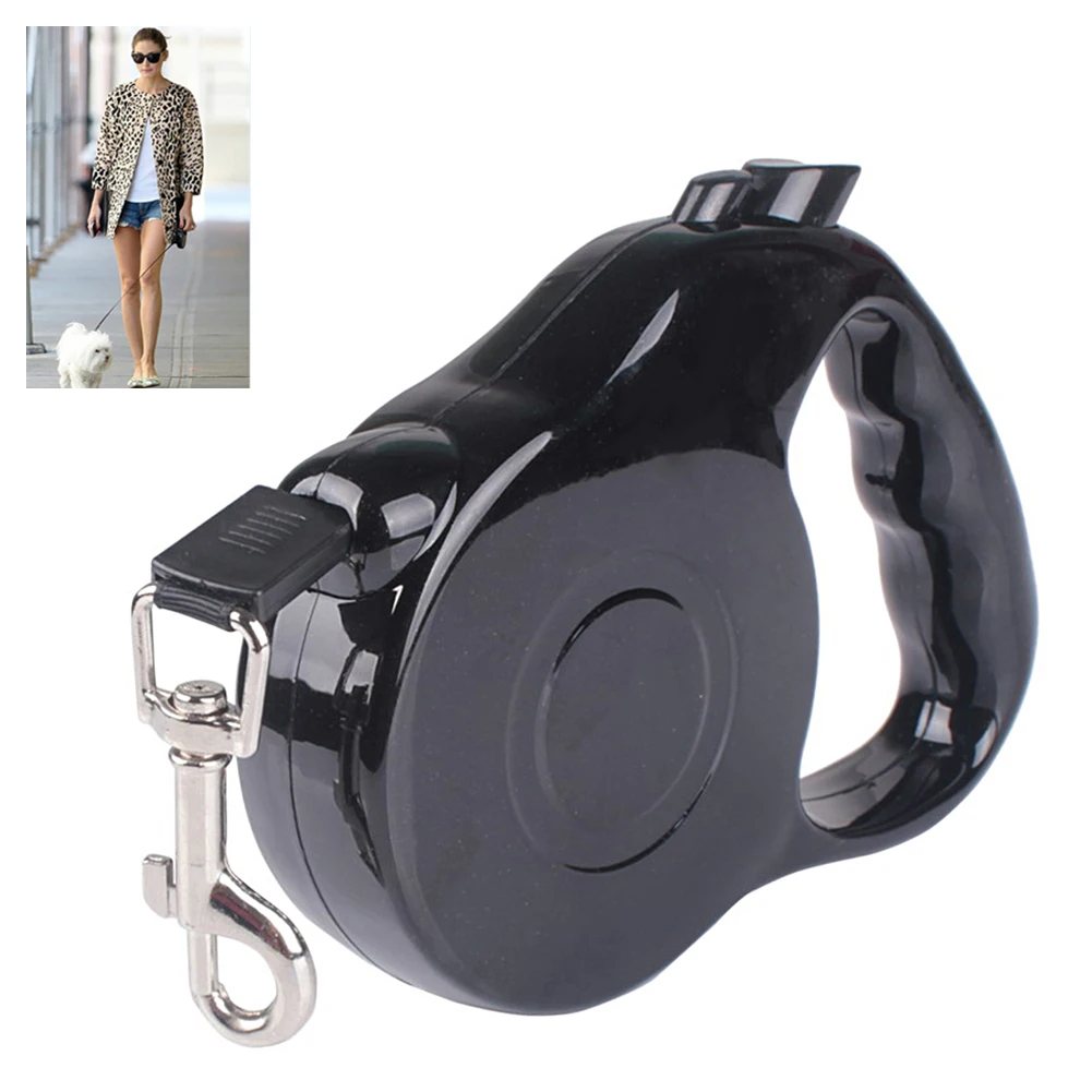 

5M Nylon Retractable Dog Walking Leash with Hand Grip, One Button Brake & Lock for Large Medium Small Dogs