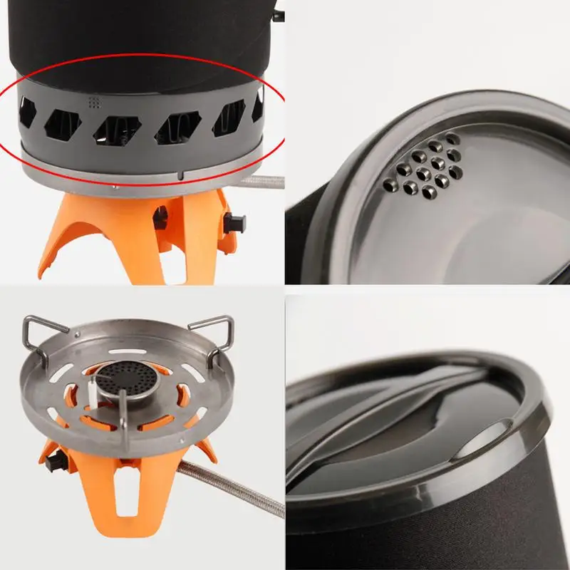 

Two-use External Pot And Bowl Camping Gas Stove Windproof Furnace Cookware Propane Gas Burner Cooking Outdoor Camping