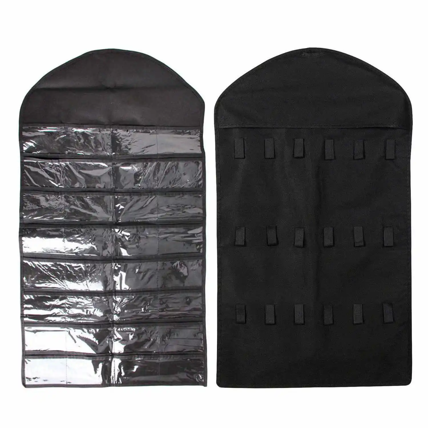 Шкаф подвесной органайзер для ювелирных изделий ожерелье держатель для хранения путешествия дисплей сумка (черный)