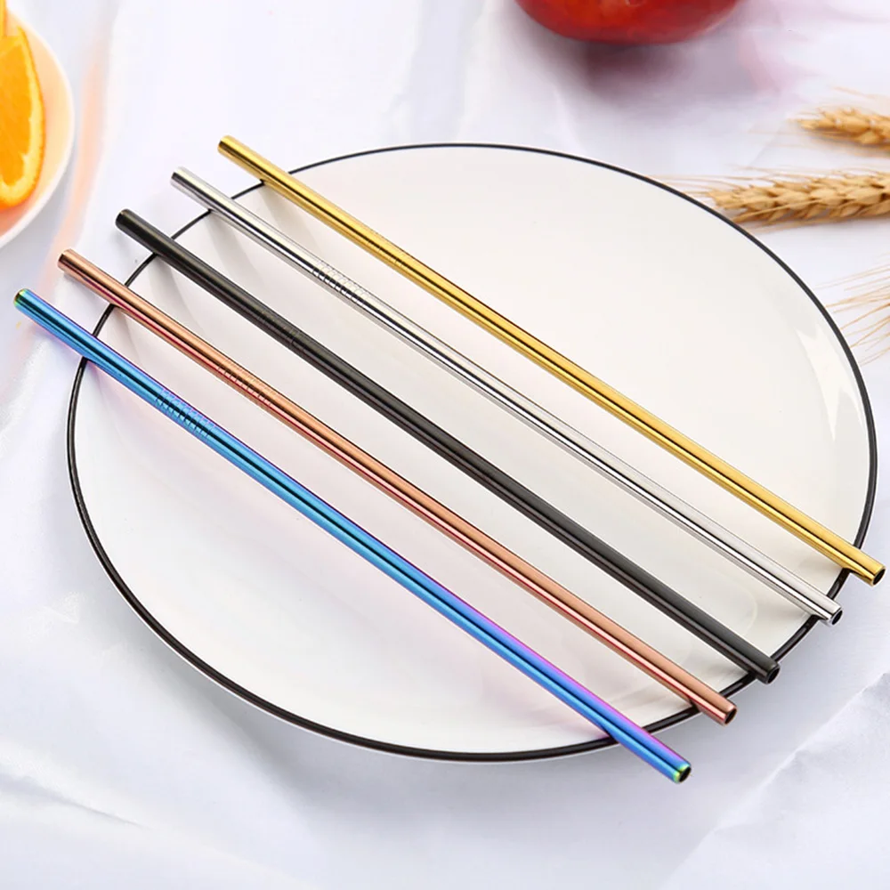 

Reusable Drinking Straw 304 Stainless Steel Metal Straw 1Pcs 215*6 Straight with Anti-slip screw thread groove Smooth nozzle.