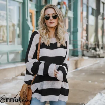 

Women's Loose Knitted Pullover Jumper Sweater O Neck Long Sleeve Knitwear Top US