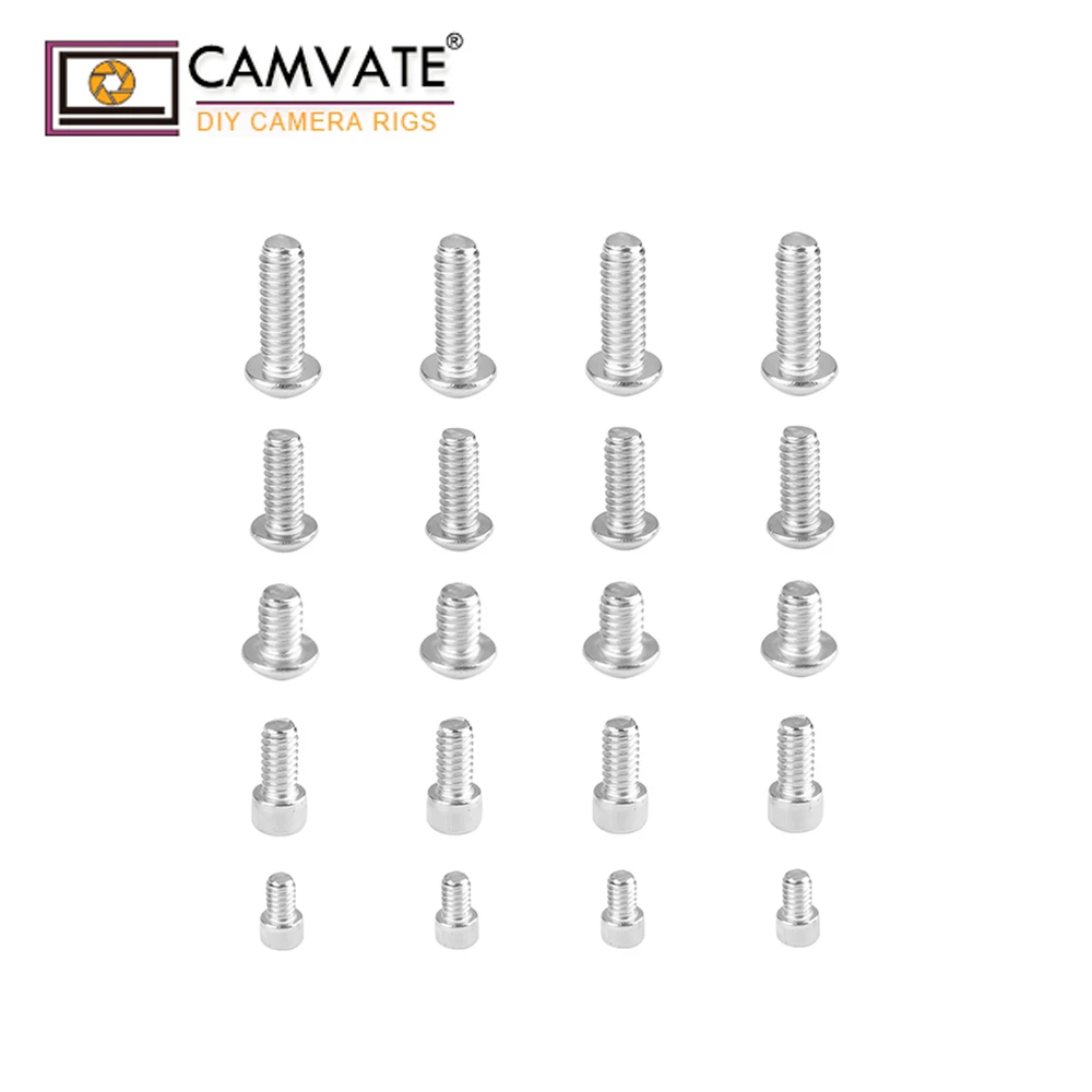 

CAMVATE 1/4"-20 Stainless Steel Hex Screw Pack Multiple Types (20 pcs) C1956