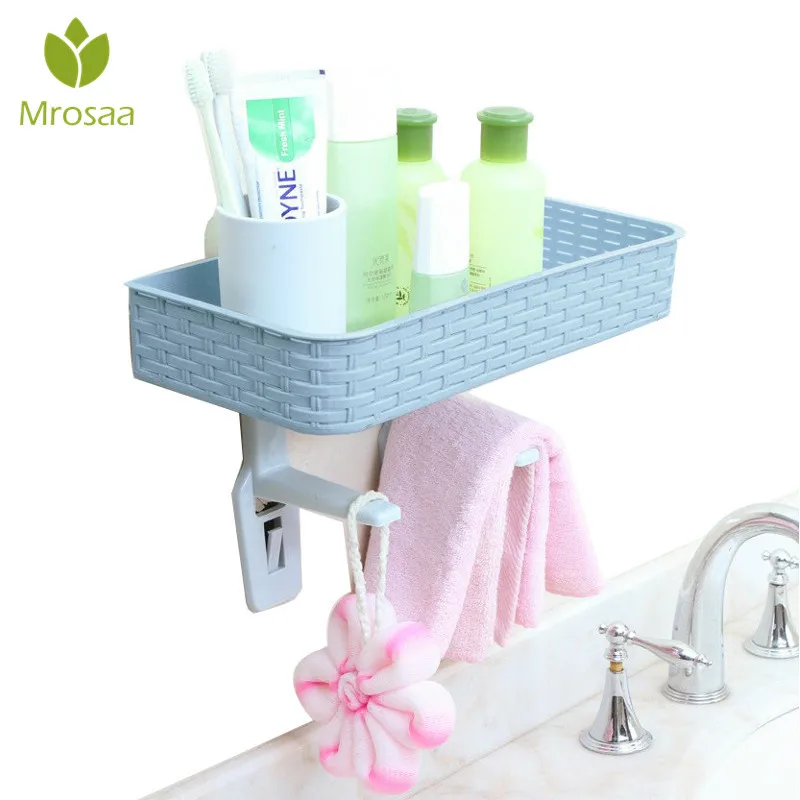 

Mrosaa Multi-function Rattan Bathroom Shelves Storage Rack Toilet Cover Towel Tissue Shampoo Basket Holder Hanger Punch Free