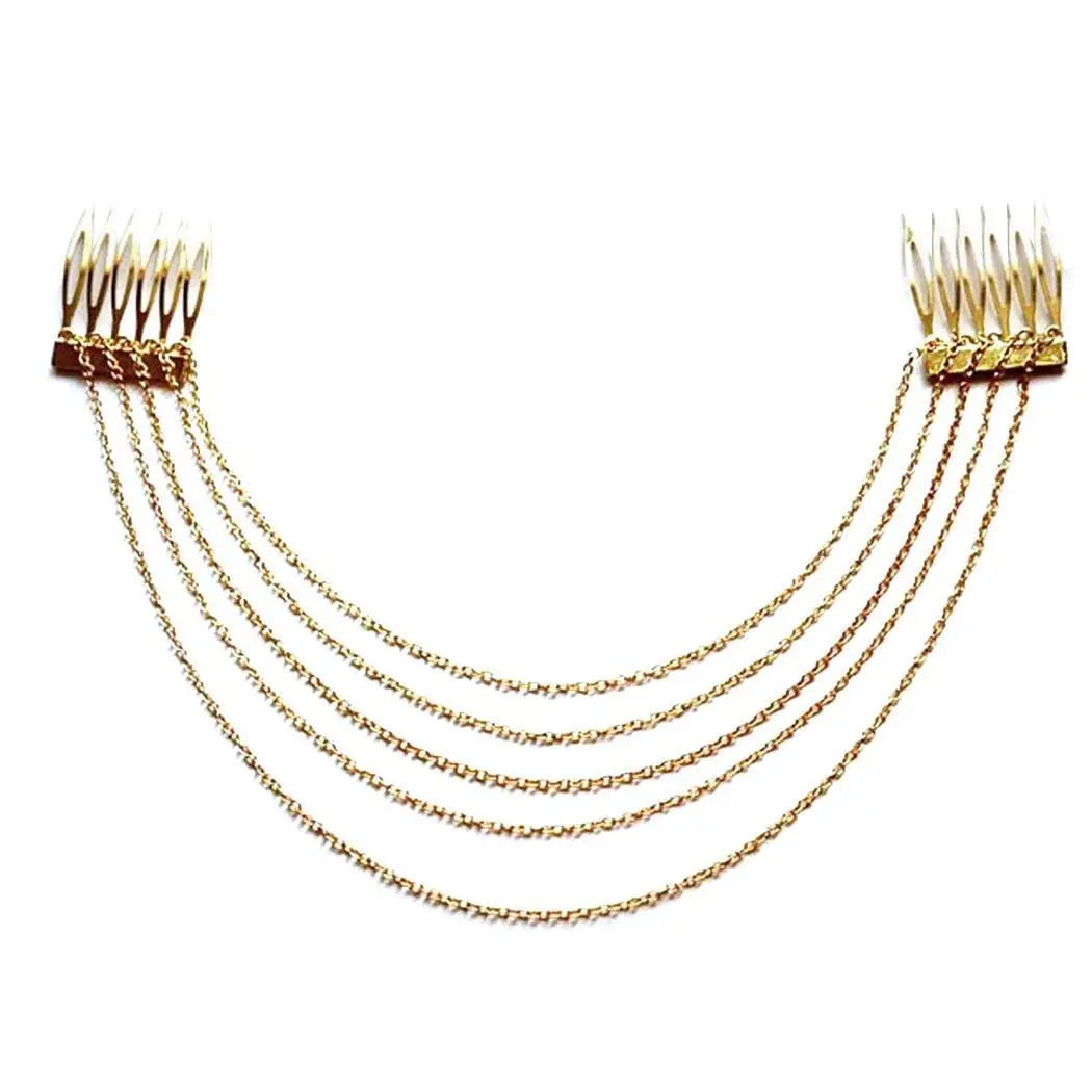 

Headbands Fashion Tassels 7 Chain Silver Party Gold Comb Wedding Hair Outdoor 8inch Women Beauty Casual 20cm Hair Metal