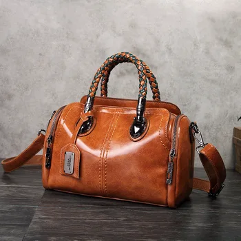 

New Spring Vintage Genuine Leather Luxury Handbags Women Bags Designer Bolso Mujer Famous Brands Tote Shoulder Bag Ladies Female