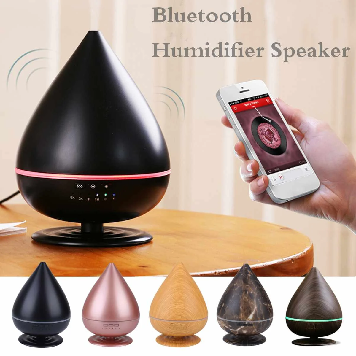 

Humidifier bluetooth Speaker For Study Yoga Spa Office Bedroom Multifunctional USB Charge Air Purifier With Colorful Lamp
