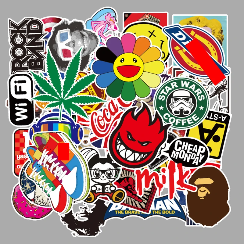 50 pcs 8 styles vinyl stickers for laptop pegatina portatil 15.6 skateboard skins for MacBook Air Pro Refrigerator sticker J57