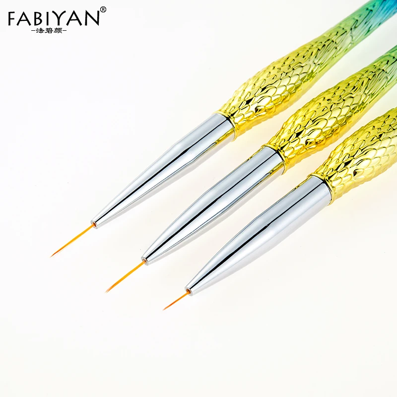

7/11/13mm Mermaid Handle Line Grid Stripes Flower Nail Art Liner Brush Gradient Design DIY Drawing Painting Pen Manicure Tools