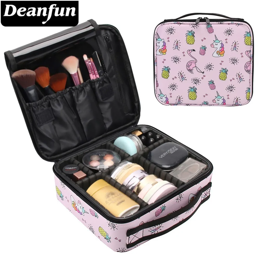 

Deanfun Makeup Case Unicorn Flamingo Diamond Pattern Water Resistant Cosmetic Bag Train Cases Gift 16008