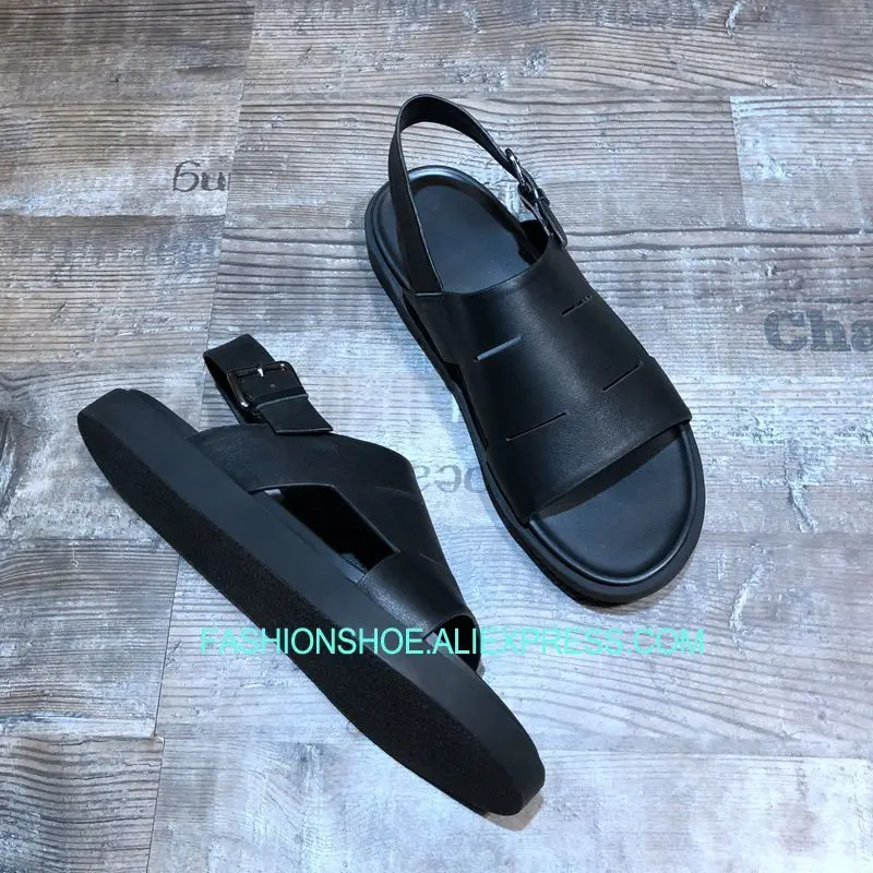 

2018 Summer Real leather High Platform Slingback Sandals for men Beach Gladiators