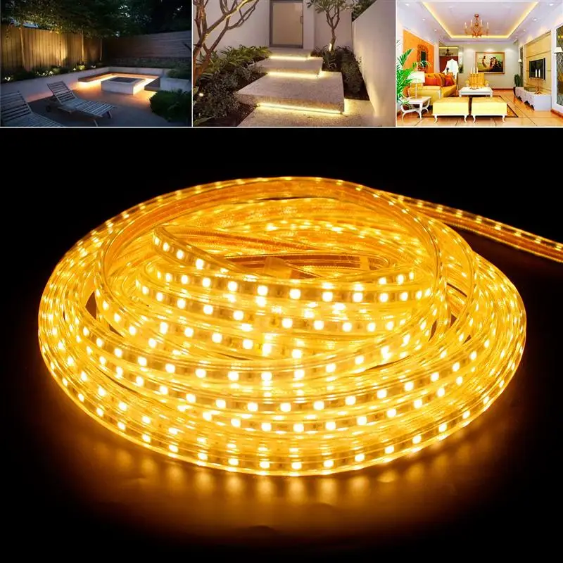 

Led Strip 220V Waterproof Warm White-2M Led Tape Light With Eu Power Plug Lighting Christmas Light Decoration Outdoor