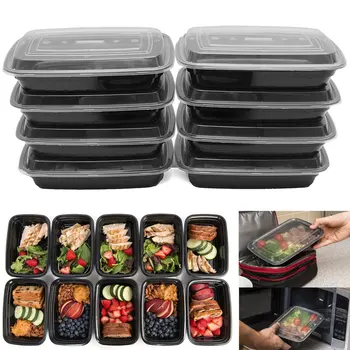 

10PCS 700ML Square American Meal Box PP Food Container Lunch Box Bento Picnic Eco-friendly With Lid Microwavable Lunchboxes