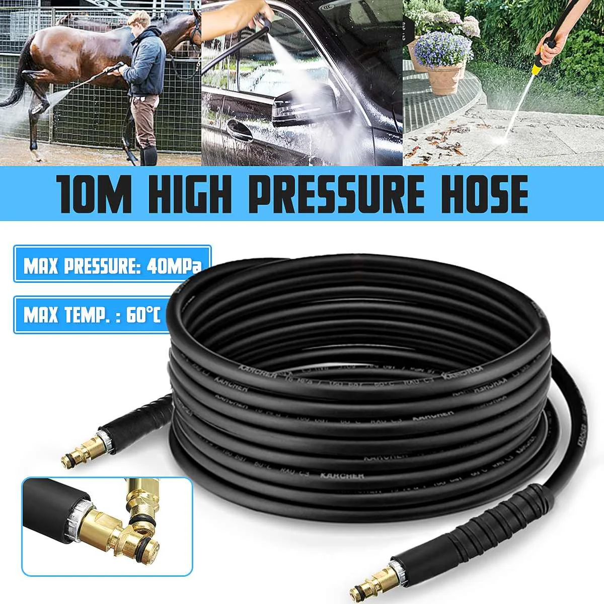 

10m High Pressure Washer Hose Car Washer Water Cleaning Extension Hose for Karcher K2 K3 K4 K5 Car Wash