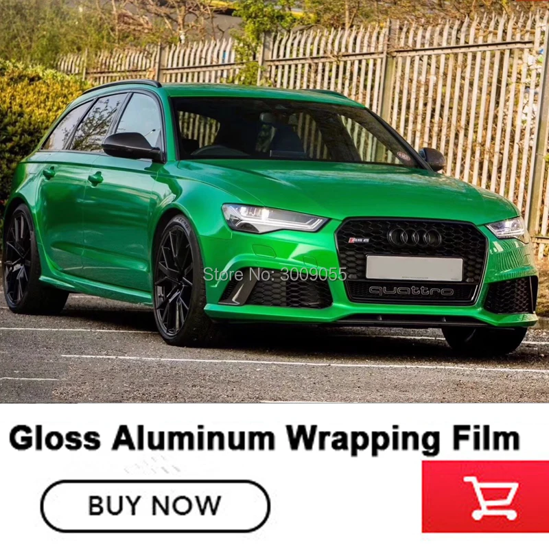 Newest leaf green Gloss Aluminum Vinyl wrap With Air Bubble Highest