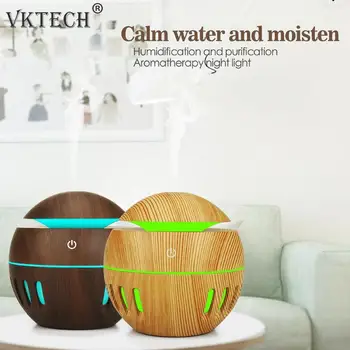 

130mL Ultrasonic Cool Mist Humidifier Air Purifier Wood Grain USB Aroma Essential Oil Diffuser 7 Color Night Light Drop Shipping